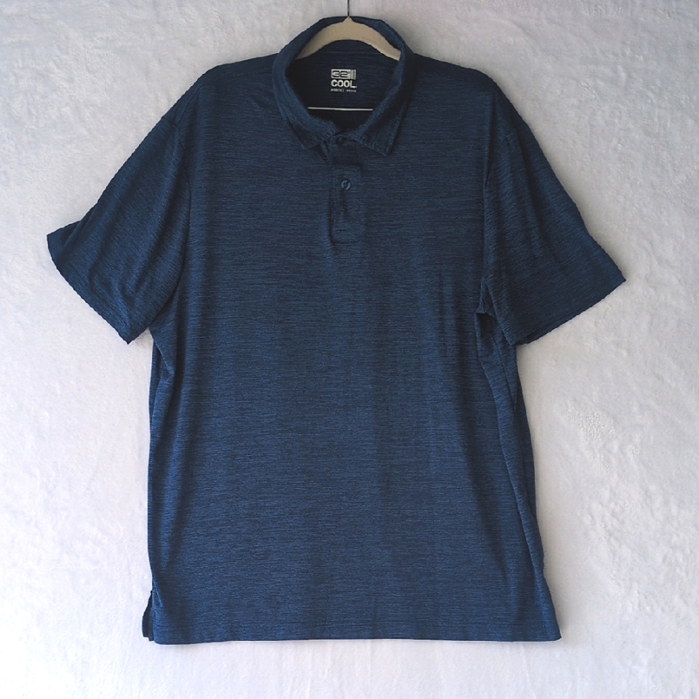 32 Degrees Cool Men's Blue Performance Polo Shirt Size XL